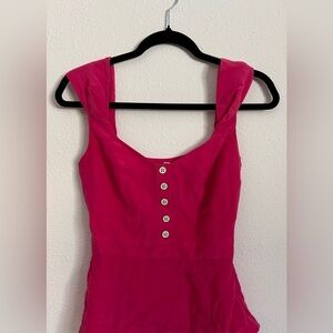 Pink Sleeveless Button-Up Tank Top